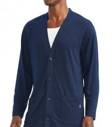 Ralph Lauren Cruise Navy Patch-Pocket Terry Cardigan