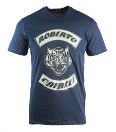 Roberto Cavalli Navy Blue Tiger Head T-Shirt