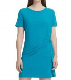 Light Blue Knot-front Jersey Dress
