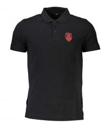 Cavalli Class Black Embroidered Logo Polo