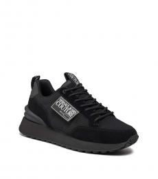 Versace Jeans Couture Black Logo Lace Up Sneakers