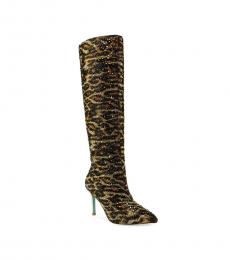 Betsey Johnson Leopard Print Pointed Toe Boots