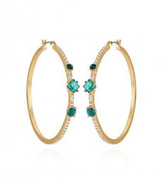 Vince Camuto Golden Green Crystal Hoop Earrings
