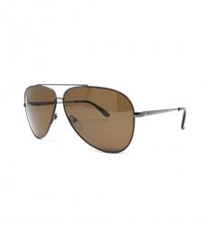 Salvatore Ferragamo Shiny Metal-Cocoa Aviator Sunglasses