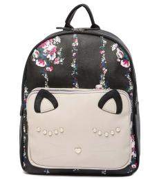 Betsey Johnson Black Animal School Large Backpack