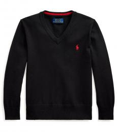 Ralph Lauren Little Boys Black V-Neck Sweater