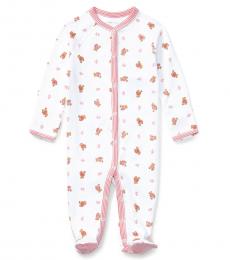 Ralph Lauren Baby Girls White Polo Bear Coverall