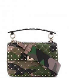 Valentino Garavani Camo Print Spike It Medium Shoulder Bag