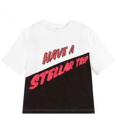 Stella McCartney Girls White & Black Graphic T-Shirt