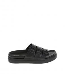 Neil Barrett Black Triple Strap Leather Sandals