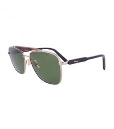 Salvatore Ferragamo Shiny Gold Navigator Sunglasses