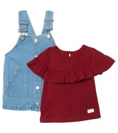 7 For All Mankind 2 Piece Top/Overalls Set (Baby Girls)