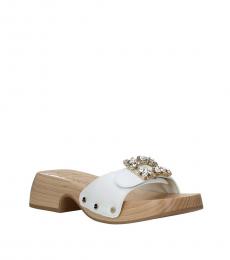 White Leather Clogs