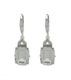 Silver Crystal Drop Logo Earrings