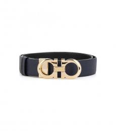 Salvatore Ferragamo Navy Blue Gancini Horse-Bit Belt
