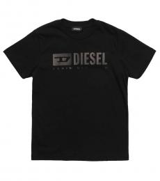 Diesel Boys Black Logo Print T-Shirt