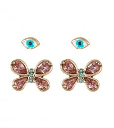 Golden Evil Eye Flower Earrings