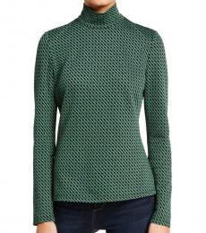 Diane Von Furstenberg Blue Kasen Printed Turtleneck Top