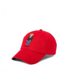 Red Polo Bear Twill Ball Cap