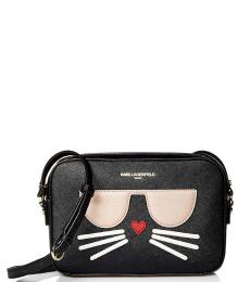 Karl Lagerfeld Black Maybelle Cat Medium Crossbody Bag