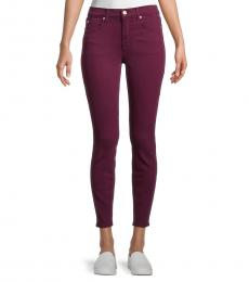 7 For All Mankind Maroon Mid-Rise Ankle Skinny Jeans
