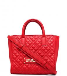 Love Moschino Red Quilted Medium Satchel