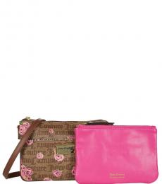 Juicy Couture Brown Floral Small Crossbody Bag