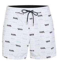 Karl Lagerfeld White Allover Logo Swimwear