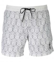 Karl Lagerfeld White All Over Printed Carry Over Swim Shorts