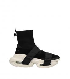 Balmain White/Black Logo Sock Sneakers