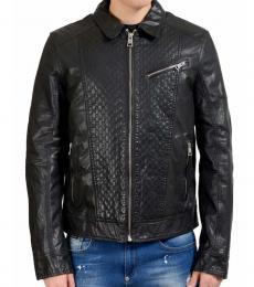 Just Cavalli Black Full Zip Leather Jacket