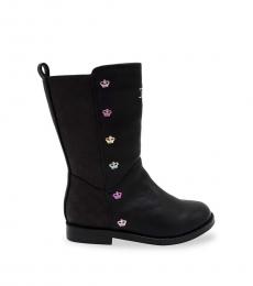 Baby Girls Black Embellished Boots