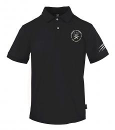 Philipp Plein Black Printed Logo Polo