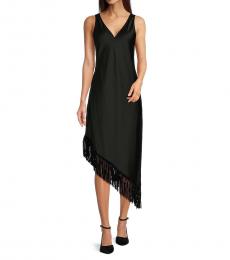 DKNY Black V-Neck Sleeveless Asymmetrical Dress