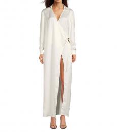 BCBGMaxazria Off White Slit Maxi Wrap Dress