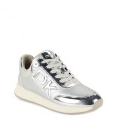 DKNY Silver Metallic Logo Sneakers