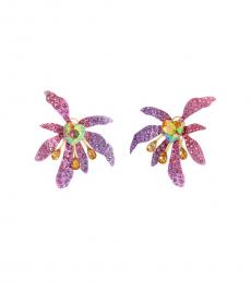 Betsey Johnson Multicolor Iris Flower Stud Earrings