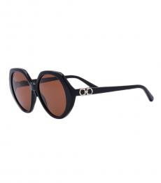 Ferragamo Black Geometric Sunglasses