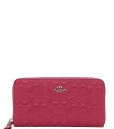 Coach Strawberry Debossed Zip Around Wallet