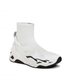 White Fabric Sock Sneakers