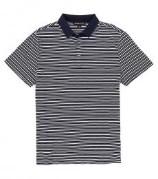 Michael Kors Navy Blue Textured Stripe Polo