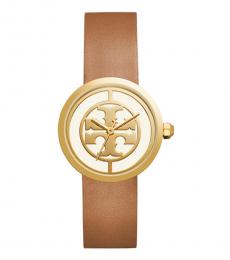 Tory Burch Luggage Gold Reva Chronograph Watch