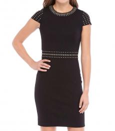 Michael Kors Black Grommet Cap Sleeve Party Dress