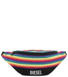 Diesel Black Rainbow Striped Large Crossbody Bag