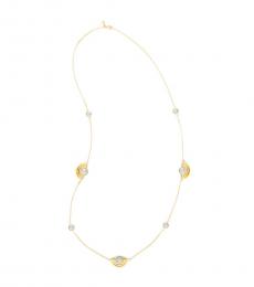 Tory Burch Golden Spinning Pearl Long Necklace