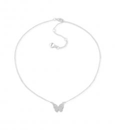 Silver Pave Butterfly Pendant Necklace