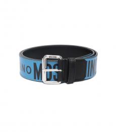 Moschino Blue Logo Strap Belt