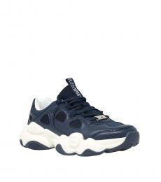 Philipp Plein Navy Blue Lace Up Sneakers