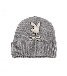 Philipp Plein Grey Playboy Beanie Hat