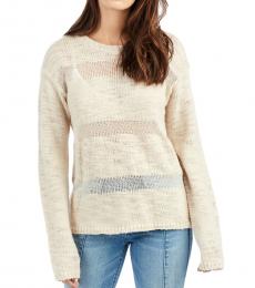 Scuffed Beige Sheer Stripe Sweater